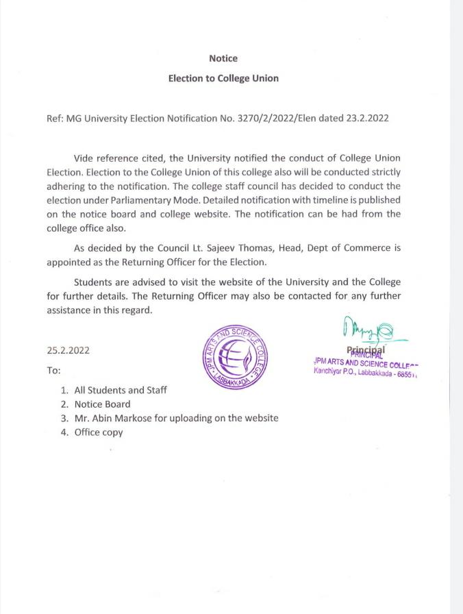 Election to College Union